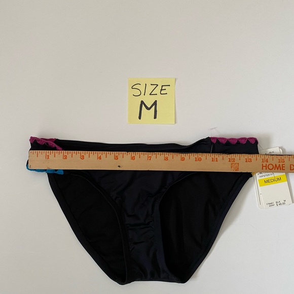 Lucky Brand bikini bottoms black crochet detail swimsuit Hipster bathing M - Picture 3 of 11